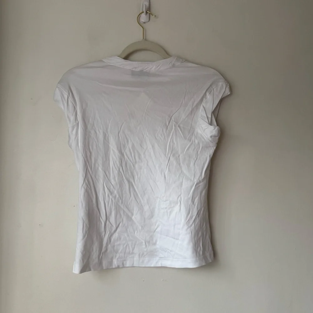 Tory Burch White Twisted-Trim Cap-Sleeve Cotton Top XS NWT